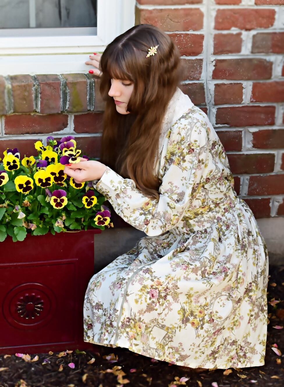Axes Femme Botanical Wrap Dress Size M Japan J Fashion Cottagecore Mori Girl